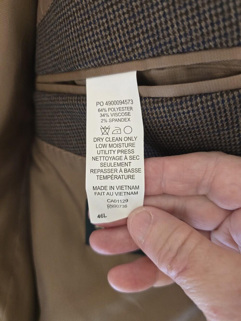 Lauren Ralph Lauren Brown Blue Microcheck 2 Button Fall Blazer. Mens 46L - Picture 11 of 13
